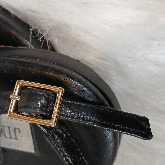 Jimmy Choo Leather Slingback Sandals Black Chain-Link Accent Sz 39 - Picture 9 of 10